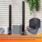 GCGOODS Metal Line Set Cover Kit with End Cap, 4" W x 4" D Decorative Lineset Cover for Ductless Mini Split Air Conditioner Heat Pump System and Central Air Conditioner, Black