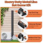 GCGOODS Metal Line Set Cover Kit with End Cap, 4" W x 4" D Decorative Lineset Cover for Ductless Mini Split Air Conditioner Heat Pump System and Central Air Conditioner, Black
