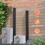 GCGOODS Metal Line Set Cover Kit with End Cap, 4" W x 4" D Decorative Lineset Cover for Ductless Mini Split Air Conditioner Heat Pump System and Central Air Conditioner, Black