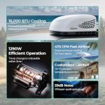 FOGATTI RV Air Conditioner 16000 BTU, Ducted RV AC Unit, Rooftop AC Unit RV, All in One Unit, Easy Install, Quiet AC, For Camper, 115V (Ducted, White)