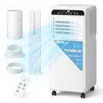 Erivess Portable Air Conditioners 8,000 BTU, 3-in-1 Air Conditioner Portable Up to 400 Sq.Ft. with Cool, Fan, Dehumidifier, Portable AC Unit with Remote Control & 24H Timer, Installation Kits