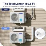 Della 4" 9.5 Ft Mini Split Line Set Cover with Flexible Duct, Decorative PVC Lineset Cover Kit, Paintable for Air Conditioner, Central AC, HAVC & Heat Pumps Systems Tubing Cover, White