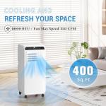 Erivess Portable Air Conditioners 8,000 BTU, 3-in-1 Air Conditioner Portable Up to 400 Sq.Ft. with Cool, Fan, Dehumidifier, Portable AC Unit with Remote Control & 24H Timer, Installation Kits