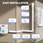 Della 4" 9.5 Ft Mini Split Line Set Cover with Flexible Duct, Decorative PVC Lineset Cover Kit, Paintable for Air Conditioner, Central AC, HAVC & Heat Pumps Systems Tubing Cover, White
