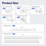 Della 4" 9.5 Ft Mini Split Line Set Cover with Flexible Duct, Decorative PVC Lineset Cover Kit, Paintable for Air Conditioner, Central AC, HAVC & Heat Pumps Systems Tubing Cover, White