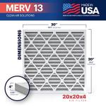 BNX TruFilter 20x20x4 (19.5’’ x 19.5’’ x 3.63‘’ Slim Fit) MERV 13 Air Filter (2-Pack) - MADE IN USA - Air Conditioner HVAC AC Furnace Filters Health, Allergies, Mold, Bacteria, Smoke, MPR 1900 FPR 10