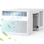 COWSAR 10,000 BTU Window Air Conditioner, Saddle Mount AC Unit Cools Up to 450 Sq.Ft, 3-in-1 with Cool/Dehumidifier/Fan, 24H Timer, Quiet Operation, Energy Saving, Easy Install, White