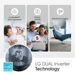 LG 14000 BTU Window Air Conditioner Energy Saving Dual Inverter Remote Control WiFi Enabled Works w/LG ThinQ, Alexa Washable Filer Ultra-Quiet Cools 700 Sq.Ft. for Large Room AC Unit White LW1522FVSM