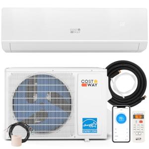 COSTWAY 12000 BTU Mini Split Air Conditioner & Heater, 115V WiFi Enabled 24 SEER2 Ductless Inverter AC Unit, Works w/Alexa, Cools Rooms Up to 750 Sq.Ft
