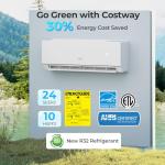 COSTWAY 12000 BTU Mini Split Air Conditioner & Heater, 115V WiFi Enabled 24 SEER2 Ductless Inverter AC Unit, Works w/Alexa, Cools Rooms Up to 750 Sq.Ft