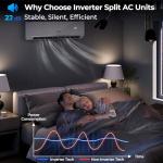 COSTWAY 12000 BTU Mini Split Air Conditioner & Heater, 115V WiFi Enabled 24 SEER2 Ductless Inverter AC Unit, Works w/Alexa, Cools Rooms Up to 750 Sq.Ft