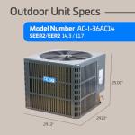 ACiQ 3 Ton 14.3 SEER2 Central Air Conditioner Split System & 21in Vertical Evaporator Cased Coil with Thermostat - R32 Single Stage | 36000 BTU AC Unit