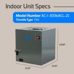 ACiQ 3 Ton 14.3 SEER2 Central Air Conditioner Split System & 21in Vertical Evaporator Cased Coil with Thermostat - R32 Single Stage | 36000 BTU AC Unit