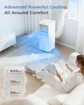 Energlow 8000 BTU Portable Air Conditioner, 5-in-1 Cools 350 Sq.Ft, Quiet AC Unit with Fan & Dehumidifier, LED Display, Remote, 24H Timer, Window Kit, for Bedroom/Office/Dorms/Apartment