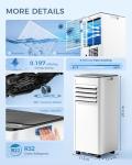Feelfunn 8,000 BTU Portable Air Conditioner - 3-in-1 Portable AC Unit for Rooms Up to 350 Sq. Ft., with Remote Control, Cooling, Dehumidifier & Fan Modes, AC Unit for Bedroom, Office, Apartment