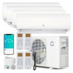 4 Zone 35000 BTU Mini Split Air Conditioner and Heat Pump, WiFi Enabled Ductless AC/Heating System with 4 Indoor Units (9K+9K+9K+18K BTU), 19 SEER2, 208-230V, Includes Pre-Charged Condenser