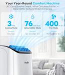 16,000 BTU Inverter Portable Air Conditioner, Cools Up to 800 Sq.Ft, Auto-Evaporation, Low Noise AC Unit with Remote Control for Large Room, Office, Garage, White