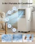 Feelfunn 8,000 BTU Portable Air Conditioner - Cools Up to 350 Sq. Ft., 5-in-1 Portable AC Unit for Rooms with Remote Control, Sleep Mode, 24H Timer, Air Conditioner for Bedroom, Dorm, Apartment