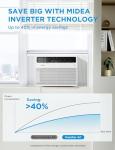Midea 24,000 BTU Smart Inverter Window Air Conditioner with APP, Alexa Control, 230V AC Unit Cools up to 15,00 Sq. Ft, Quiet Operation, Energy Saving, Remote & Easy Installation Kit, White