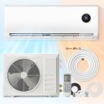 9000 BTU Mini Split AC with Heat Pump, Ductless Mini Split Air Conditioner Heat System with Quiet Operation, All-In-One Kit, 24H Timer, 115V, 19 SEER2 Energy Efficient for 500 Sq.Ft