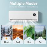 9000 BTU Mini Split AC with Heat Pump, Ductless Mini Split Air Conditioner Heat System with Quiet Operation, All-In-One Kit, 24H Timer, 115V, 19 SEER2 Energy Efficient for 500 Sq.Ft