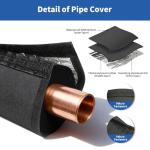 3 Layers HVAC Copper Pipe Insulation Cover Protector Outdoor 600D Oxford AC Copper Line, UV-Resistant 72x10.2Inch with 4 Adjustable Straps for Mini Split & Central Air Conditioner for Outside (Black)