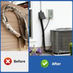 3 Layers HVAC Copper Pipe Insulation Cover Protector Outdoor 600D Oxford AC Copper Line, UV-Resistant 72x10.2Inch with 4 Adjustable Straps for Mini Split & Central Air Conditioner for Outside (Black)