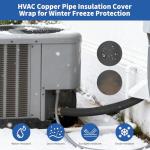 3 Layers HVAC Copper Pipe Insulation Cover Protector Outdoor 600D Oxford AC Copper Line, UV-Resistant 72x10.2Inch with 4 Adjustable Straps for Mini Split & Central Air Conditioner for Outside (Black)