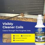 Blue Blaster AC Coil Cleaner Foam - Quart | Extreme Duty Formula for Outdoor AC Condenser Units | 3 to 1 Concentrate Makes 1 Gallon | HVAC Coil Cleaner Lifts Dirt and Grime from the Inside Out