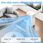 Antarctic Star 10000 BTU Portable Air Conditioner, 4-in-1 AC Unit with Cooling, Dehumidifier & Fan Modes, Sleep Mode, 24H Timer & Remote Control, Moving Wheels & Window Installation Kit