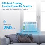 Senville 6,000 BTU Window Air Conditioner, Cools Up to 250 Sq. Ft., Easy to Use, Washable Filter