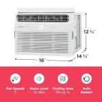 Frigidaire 5,000 BTU Window Air Conditioner with Remote Control, Cools Up to 150 Sq. Ft., Quiet Operation, Eco Mode, 3 Fan Speeds, Auto Restart, White