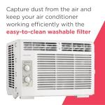 Frigidaire 5,000 BTU Window-Mounted Air Conditioner, Cools Up to 150 Sq. Ft., Quiet Operation, Effortless Temperature Control, 2 Fan Speeds, Auto Restart, White