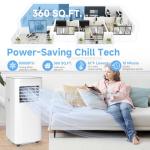 8500 BTU Portable Air Conditioners with Dehumidifier & Fan - 3-in-1 Cooling Unit for Rooms up to 450 Sq.Ft, Remote Control, Sleep Mode & Easy Installation Kit, Ideal for Studios/Offices/Home Use