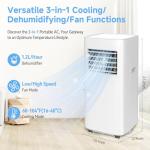 8500 BTU Portable Air Conditioners with Dehumidifier & Fan - 3-in-1 Cooling Unit for Rooms up to 450 Sq.Ft, Remote Control, Sleep Mode & Easy Installation Kit, Ideal for Studios/Offices/Home Use
