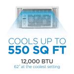 BLACK+DECKER Window Air Conditioner 12000 BTU, AC Window Unit Cools Up to 550 Square Feet, Window AC Unit with Remote Control, 3 Cooling Speeds and Fan Only Function, BD12WT6, White