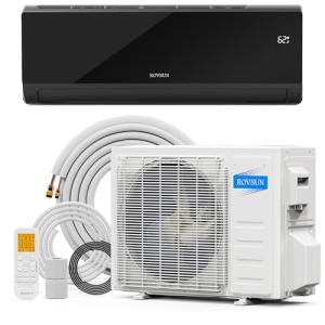 ROVSUN 9,000 BTU Mini Split Air Conditioner & Heater, 19 SEER2 115V Energy Saving Inverter Ductless Wall AC Unit with Pre-Charged Condenser, Heat Pump & Installation Kit, Black