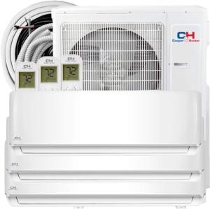 Cooper & Hunter 28,000 BTU, 3 Zone 9000 9000 9000 BTU, 24.6 SEER2, Multi Zone Ductless Mini Split Air Conditioner Heat Pump Full Set with 25ft Installation Kits