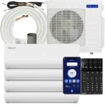 Della 36K BTU (9K 9K 9K 12K) ODU Quad 4 Zone 19 SEER2 208-230V Cools Up to 1750 Sq.Ft, Works with Alexa, Wifi Energy Efficient Multi Zone Mini Split Air Conditioner Pre-Charged Heat Pump Full Set