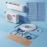 DELLA Vario Series 12000 BTU Mini Split Air Conditioner Work with Alexa with 1 Ton Pre-Charged Heat Pump Ductless Inverter System, 19 SEER2, Cools Up to 550 Sq. Ft,16.4ft installation kit included