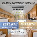 12V RV Air Conditioner 8530 BTU Non-Ducted, 45dB 2-in-1 RV Rooftop Air Conditioner for Heater and Cooling, Easy-to-install 12V RV DC Unit for RVs, Camper and Trucks, Etc. (12, Volts (DC))