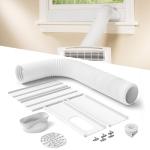 Portable Air Conditioner Window Vent Kit with 80" Length, 5.9" Diameter Exhaust Hose, 13Pcs Universal PVC AC Window Slide Seal with 4 Panel(17" to 63") for Horizontal&Vertical