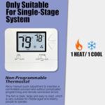 Heagstat Non-Programmable Thermostats for Home Conventional Single-Stage Systems, up to 1 Heat/ 1 Cool (with White Backlight)