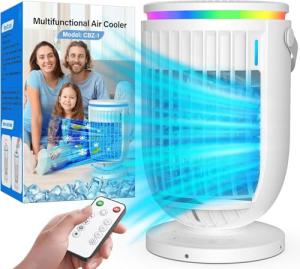 JYew AI Portable Air Conditioners Fan with 120° Rotating Function,Evaporative Mini Room Air Conditioners,Portable AC Unit Air Cooler with 4 in 1 Humidifier Fan Conditioner, AC Portable for Room Office