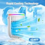 JYew AI Portable Air Conditioners Fan with 120° Rotating Function,Evaporative Mini Room Air Conditioners,Portable AC Unit Air Cooler with 4 in 1 Humidifier Fan Conditioner, AC Portable for Room Office