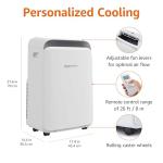 Amazon Basics 3-In-1 Portable Air Conditioner, 12000 BTU (ASHRAE), Cools Up to 550 Sqf, Portable AC with Cool/Dry (Dehumidifier)/Fan-Only Functions, Auto Mode, Sleep Mode, Timer, White