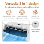 Amazon Basics 3-In-1 Portable Air Conditioner, 12000 BTU (ASHRAE), Cools Up to 550 Sqf, Portable AC with Cool/Dry (Dehumidifier)/Fan-Only Functions, Auto Mode, Sleep Mode, Timer, White