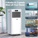 Portable Air Conditioners,10,000 BTU 3-in-1 Portable AC unit for Rooms up to 450 Sq. Ft, Featuring 24H Timer, Smart Sleep Mode, Window Kits Included, Perfect for Bedrooms, Kitchens, and Apartments.
