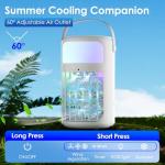 Portable Air Conditioners,air conditioner, 3-Speed Fan, 2-Speed Cold Fog,4 in 1 Humidifier, Air Conditioner,Fan,2 Atomising Nozzle, 7-Colour Led Light, Large Capacity 1500ml,Remote Control