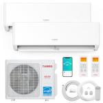 TURBRO 18,000 BTU Dual Zones Mini Split AC/Heating System, R454B, Ductless Multi Zones Inverter Mini Split Air Conditioner with Heat Pump, 24 SEER2, WiFi Enabled, Greenland (9K+12K), 230V
